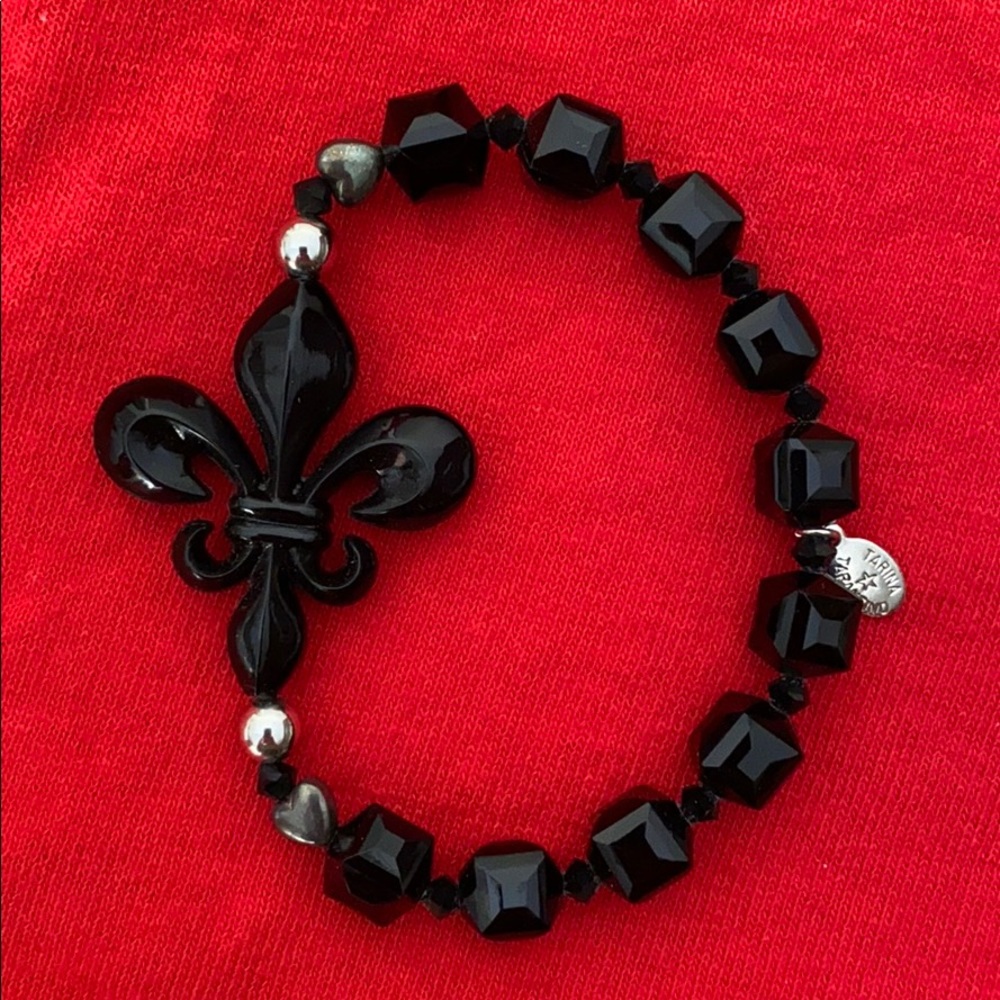 Tarina Tarantino black fleur de lis bracelet